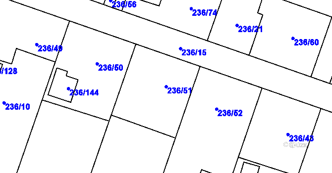 Parcela st. 236/51 v KÚ Bobrovníky, Katastrální mapa