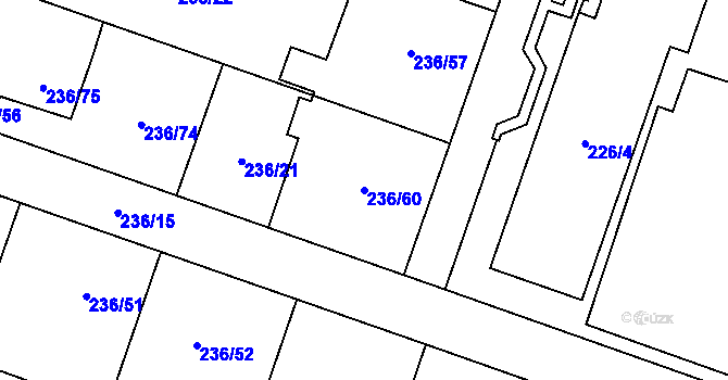 Parcela st. 236/60 v KÚ Bobrovníky, Katastrální mapa