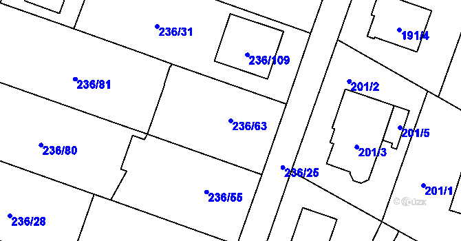 Parcela st. 236/63 v KÚ Bobrovníky, Katastrální mapa