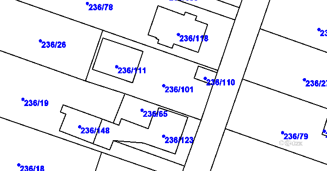 Parcela st. 236/101 v KÚ Bobrovníky, Katastrální mapa