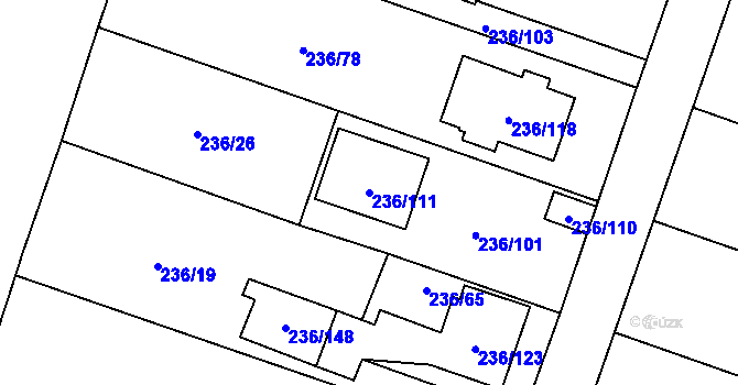 Parcela st. 236/111 v KÚ Bobrovníky, Katastrální mapa