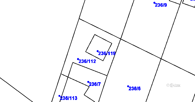 Parcela st. 236/119 v KÚ Bobrovníky, Katastrální mapa