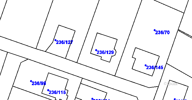 Parcela st. 236/129 v KÚ Bobrovníky, Katastrální mapa