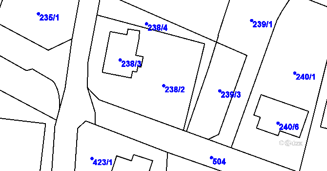 Parcela st. 238/2 v KÚ Bobrovníky, Katastrální mapa