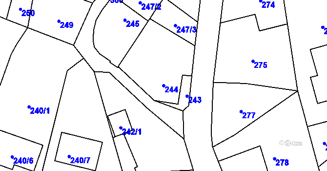 Parcela st. 244 v KÚ Bobrovníky, Katastrální mapa