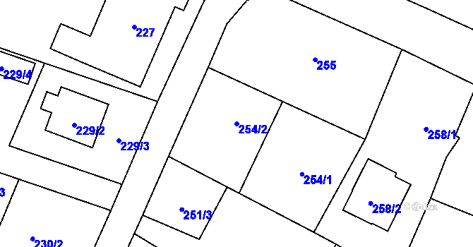 Parcela st. 254/2 v KÚ Bobrovníky, Katastrální mapa