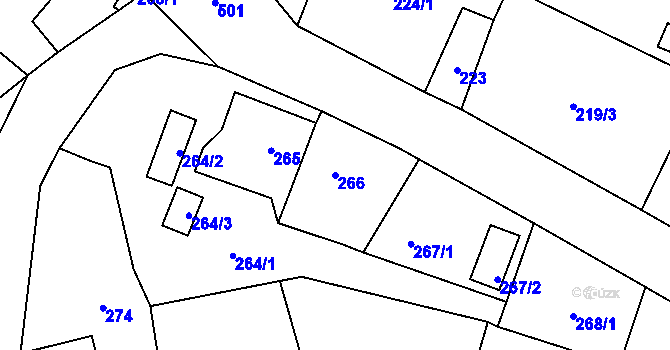 Parcela st. 266 v KÚ Bobrovníky, Katastrální mapa