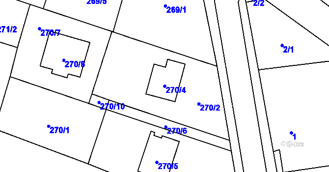 Parcela st. 270/4 v KÚ Bobrovníky, Katastrální mapa
