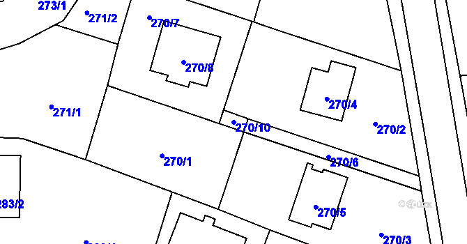 Parcela st. 270/10 v KÚ Bobrovníky, Katastrální mapa