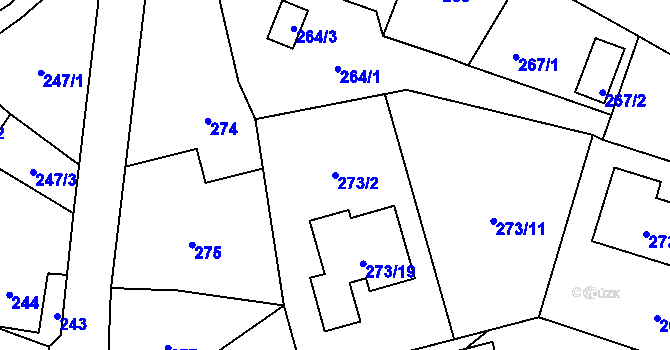 Parcela st. 273/2 v KÚ Bobrovníky, Katastrální mapa