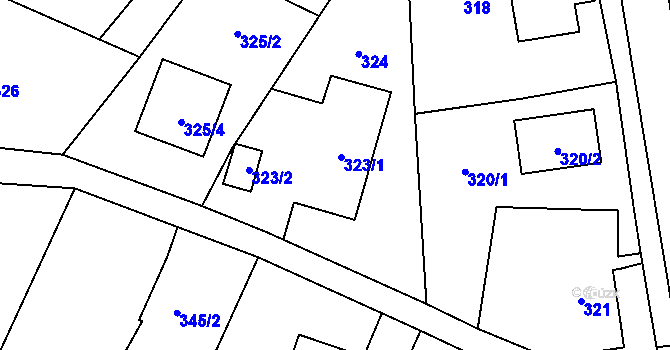 Parcela st. 323 v KÚ Bobrovníky, Katastrální mapa
