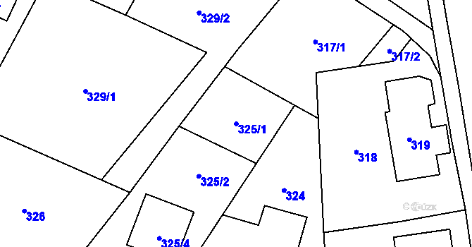 Parcela st. 325/1 v KÚ Bobrovníky, Katastrální mapa