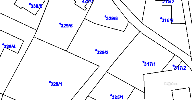 Parcela st. 329/2 v KÚ Bobrovníky, Katastrální mapa