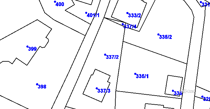 Parcela st. 337/2 v KÚ Bobrovníky, Katastrální mapa