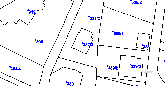 Parcela st. 337/3 v KÚ Bobrovníky, Katastrální mapa
