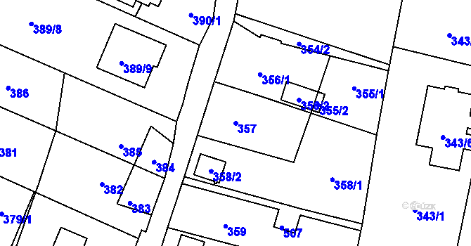 Parcela st. 357 v KÚ Bobrovníky, Katastrální mapa