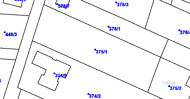Parcela st. 375/1 v KÚ Bobrovníky, Katastrální mapa