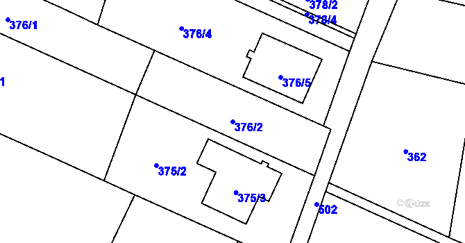 Parcela st. 376/2 v KÚ Bobrovníky, Katastrální mapa