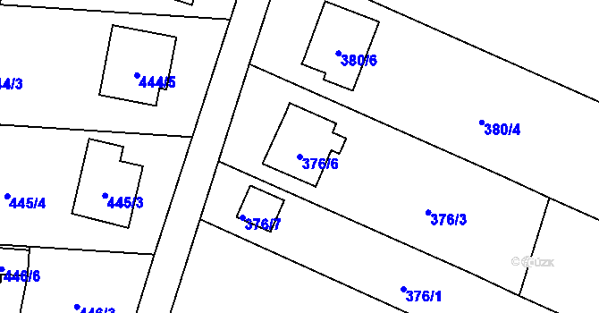 Parcela st. 376/6 v KÚ Bobrovníky, Katastrální mapa