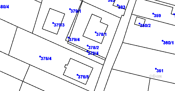 Parcela st. 378/2 v KÚ Bobrovníky, Katastrální mapa