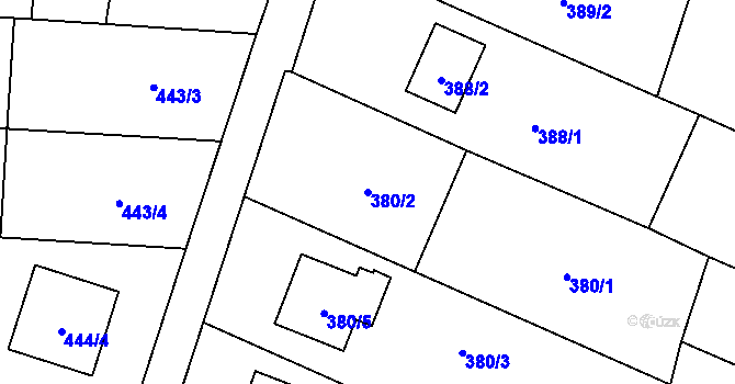 Parcela st. 380/2 v KÚ Bobrovníky, Katastrální mapa