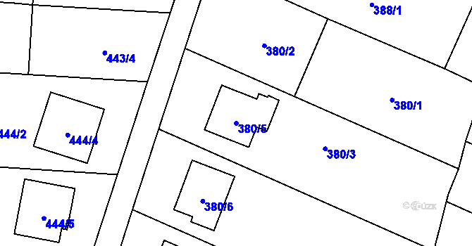 Parcela st. 380/5 v KÚ Bobrovníky, Katastrální mapa