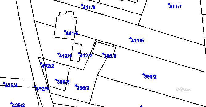 Parcela st. 396/9 v KÚ Bobrovníky, Katastrální mapa