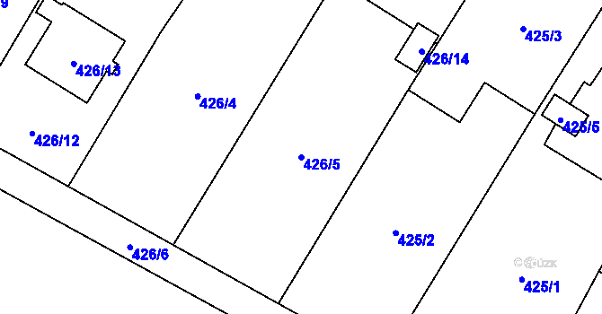 Parcela st. 426/5 v KÚ Bobrovníky, Katastrální mapa