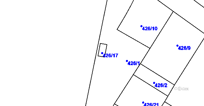 Parcela st. 426/17 v KÚ Bobrovníky, Katastrální mapa