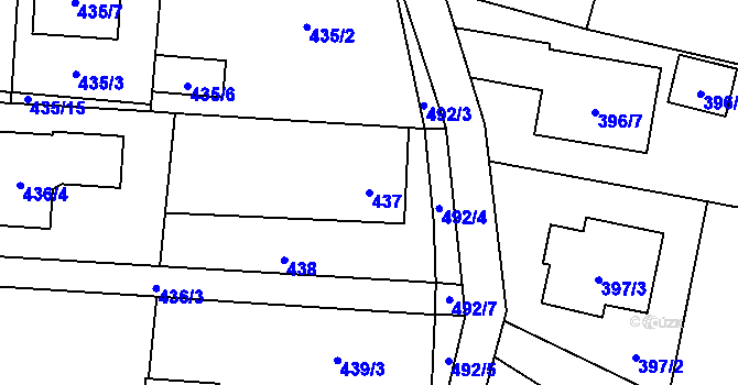 Parcela st. 437 v KÚ Bobrovníky, Katastrální mapa