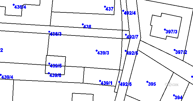 Parcela st. 439/3 v KÚ Bobrovníky, Katastrální mapa