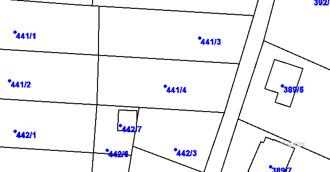 Parcela st. 441/4 v KÚ Bobrovníky, Katastrální mapa