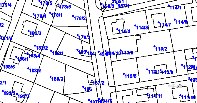 Parcela st. 494/1 v KÚ Bobrovníky, Katastrální mapa