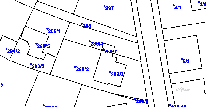 Parcela st. 289/6 v KÚ Bobrovníky, Katastrální mapa