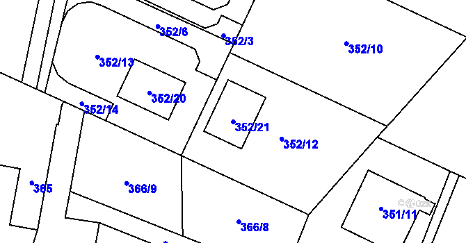 Parcela st. 352/21 v KÚ Bobrovníky, Katastrální mapa