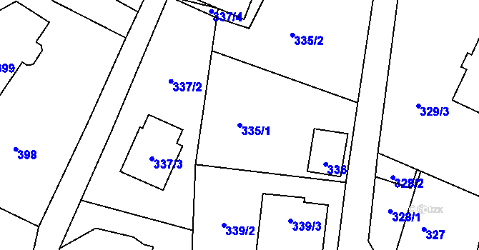 Parcela st. 335/1 v KÚ Bobrovníky, Katastrální mapa
