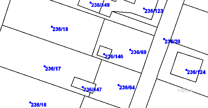 Parcela st. 236/146 v KÚ Bobrovníky, Katastrální mapa