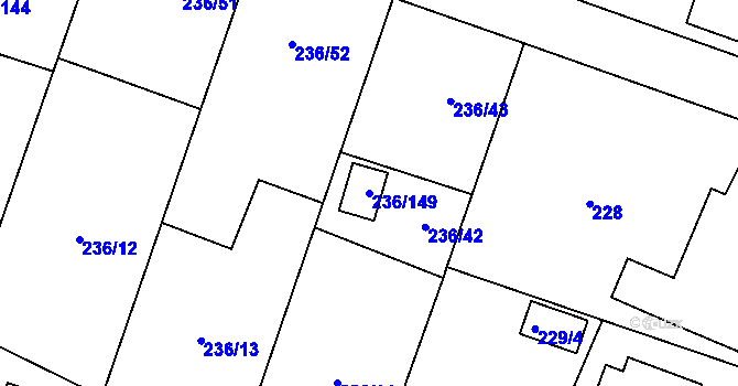 Parcela st. 236/149 v KÚ Bobrovníky, Katastrální mapa
