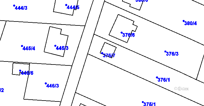 Parcela st. 376/7 v KÚ Bobrovníky, Katastrální mapa
