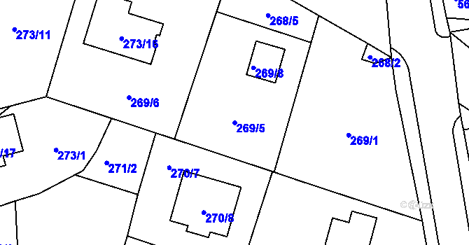 Parcela st. 269/5 v KÚ Bobrovníky, Katastrální mapa