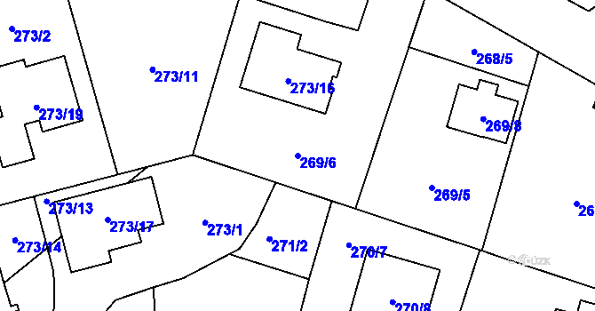 Parcela st. 269/6 v KÚ Bobrovníky, Katastrální mapa