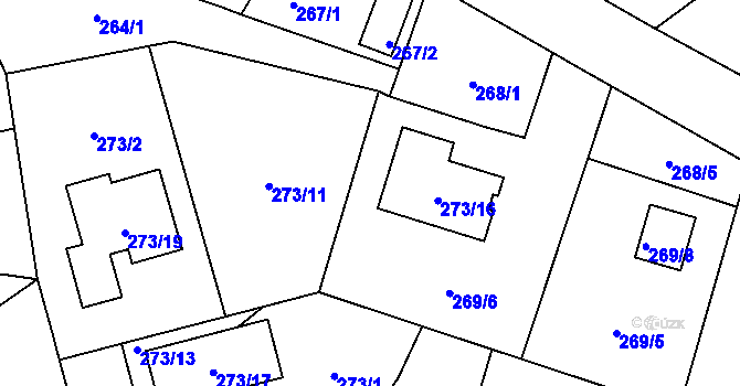 Parcela st. 273/12 v KÚ Bobrovníky, Katastrální mapa