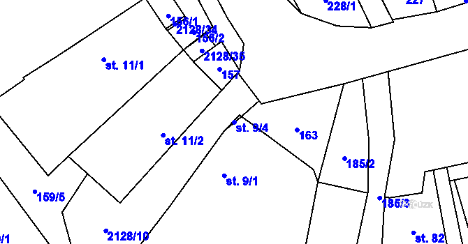 Parcela st. 9/4 v KÚ Bobrůvka, Katastrální mapa