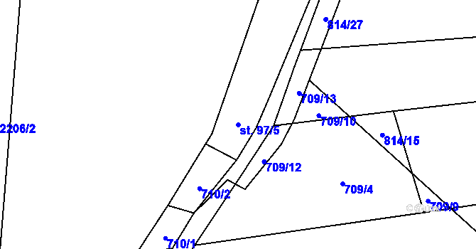 Parcela st. 97/5 v KÚ Bobrůvka, Katastrální mapa