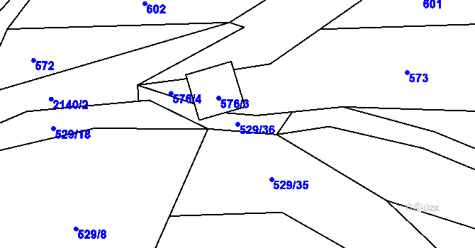 Parcela st. 529/36 v KÚ Bobrůvka, Katastrální mapa