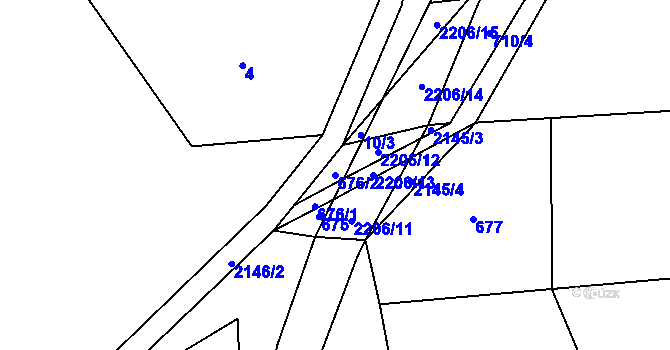 Parcela st. 676/2 v KÚ Bobrůvka, Katastrální mapa