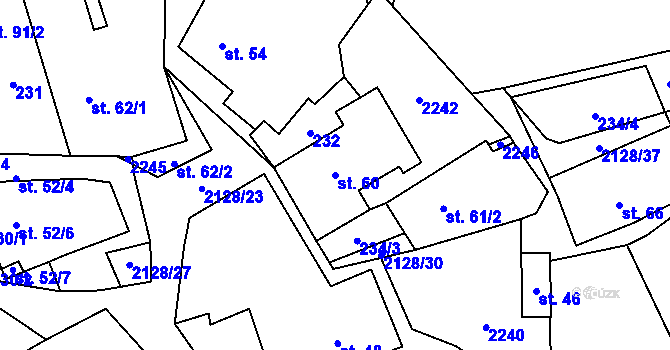 Parcela st. 60 v KÚ Bobrůvka, Katastrální mapa