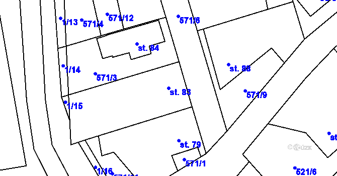 Parcela st. 83 v KÚ Bobrůvka, Katastrální mapa