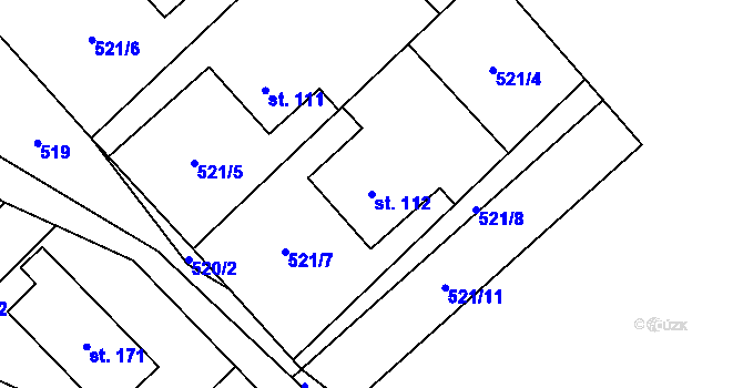 Parcela st. 112 v KÚ Bobrůvka, Katastrální mapa