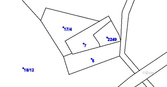 Parcela st. 7 v KÚ Bobrůvka, Katastrální mapa